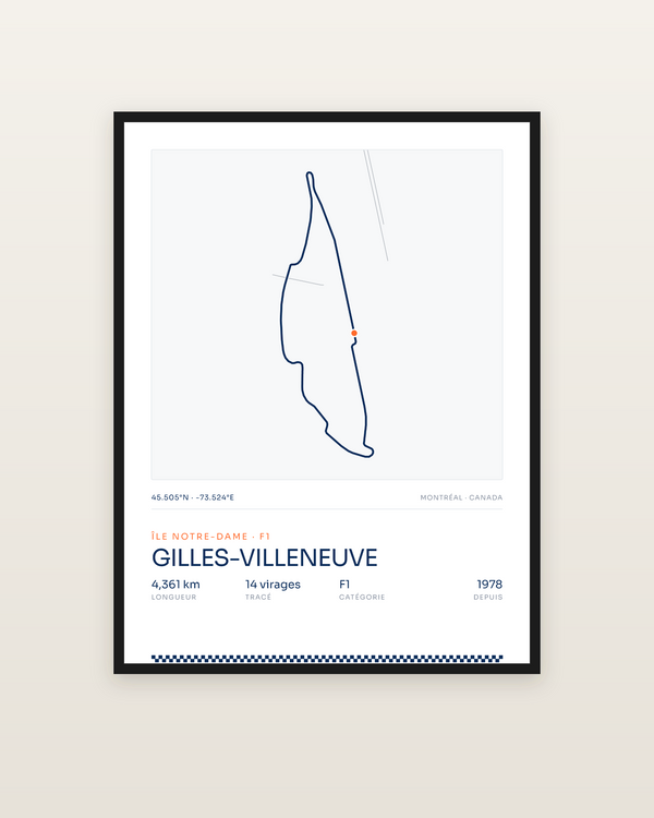 Gilles-Villeneuve, encadrée dans un cadre noir