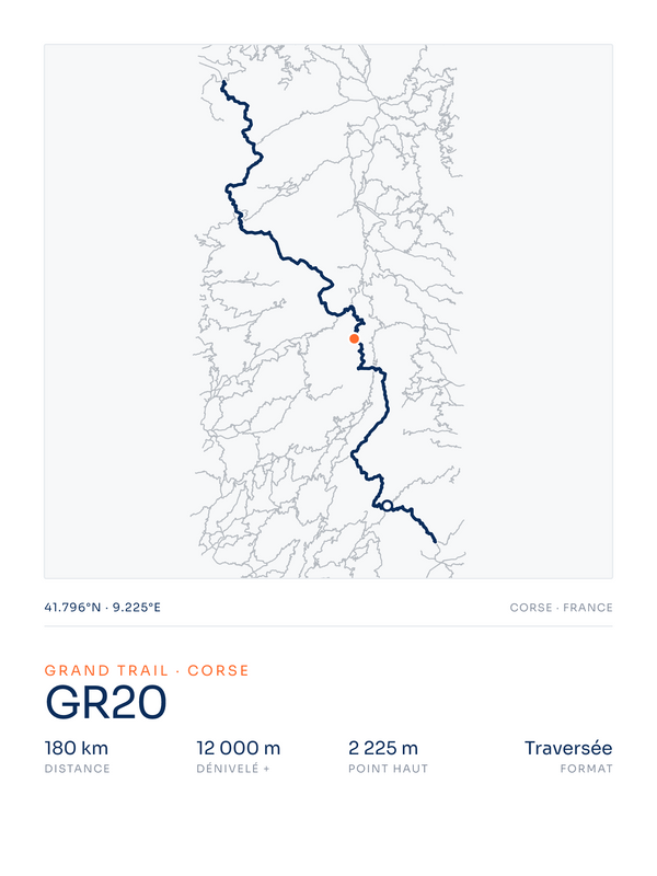 GR20 | Traversée de la Corse, affiche personnalisable imprimée en France