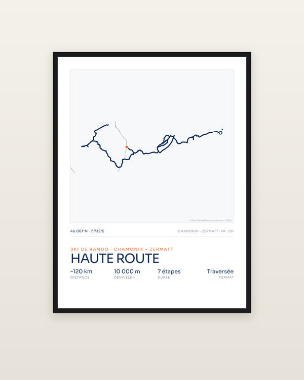 Haute Route, encadrée dans un cadre noir