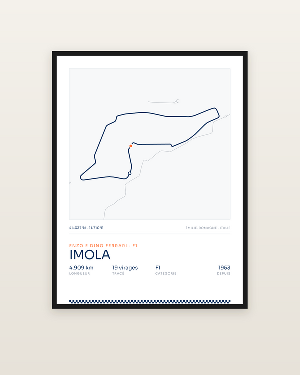 Imola, encadrée dans un cadre noir
