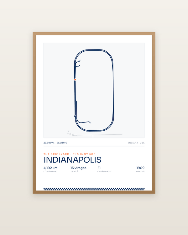 Indianapolis, encadrée dans un cadre bois naturel