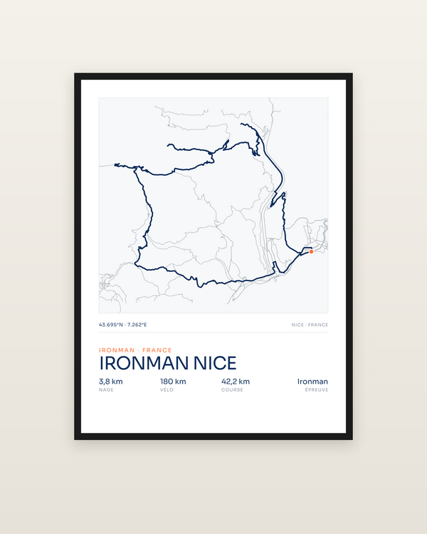 Ironman Nice, encadrée dans un cadre noir