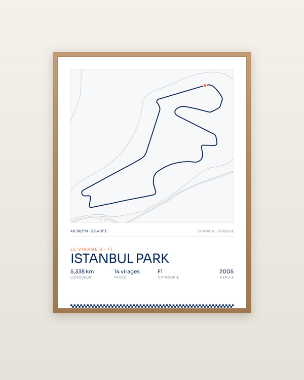 Istanbul Park, encadrée dans un cadre bois naturel