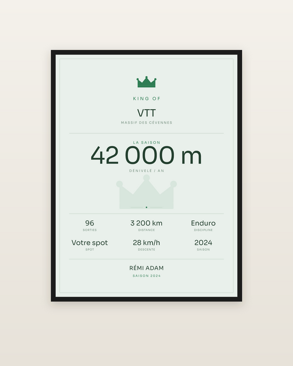 King of VTT, encadrée dans un cadre noir