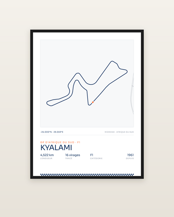 Kyalami, encadrée dans un cadre noir