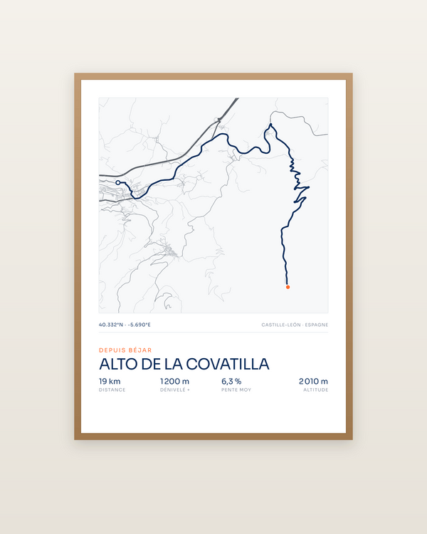 Alto de la Covatilla, encadrée dans un cadre bois naturel