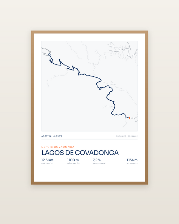 Lagos de Covadonga, encadrée dans un cadre bois naturel