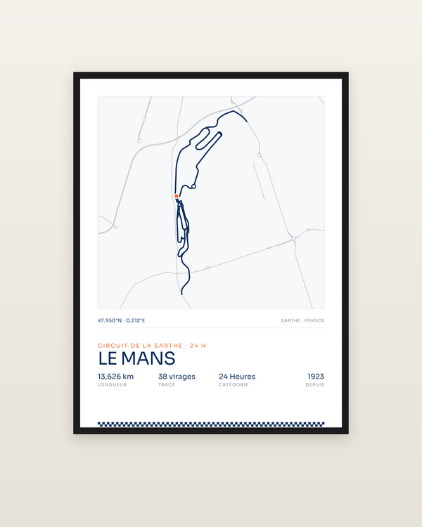 Le Mans, encadrée dans un cadre noir