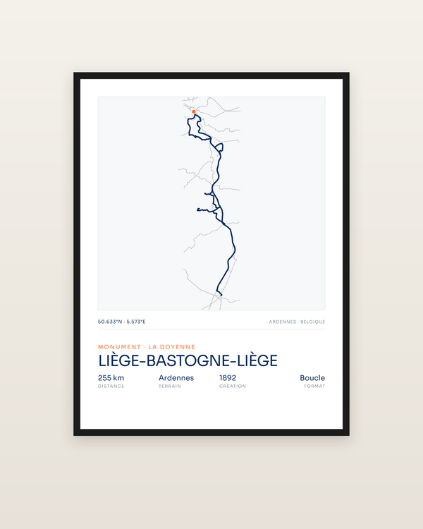 Liège-Bastogne-Liège, encadrée dans un cadre noir