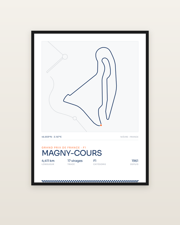 Magny-Cours, encadrée dans un cadre noir