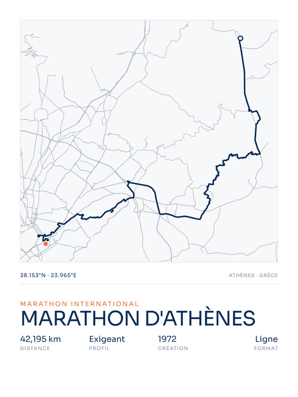 Marathon d'Athènes, affiche personnalisable imprimée en France