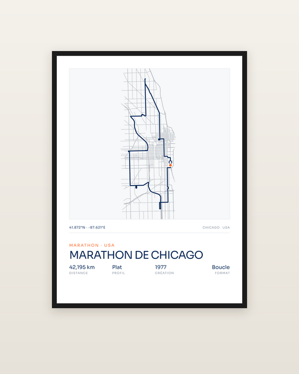 Marathon de Chicago, encadrée dans un cadre noir