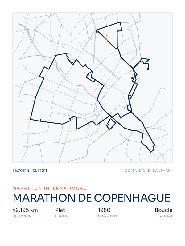 Marathon de Copenhague, affiche personnalisable imprimée en France