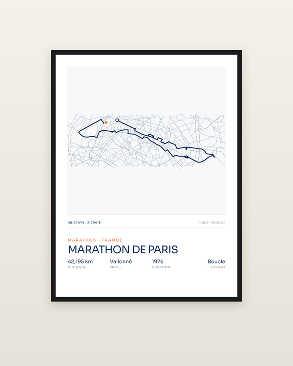 Marathon de Paris, encadrée dans un cadre noir