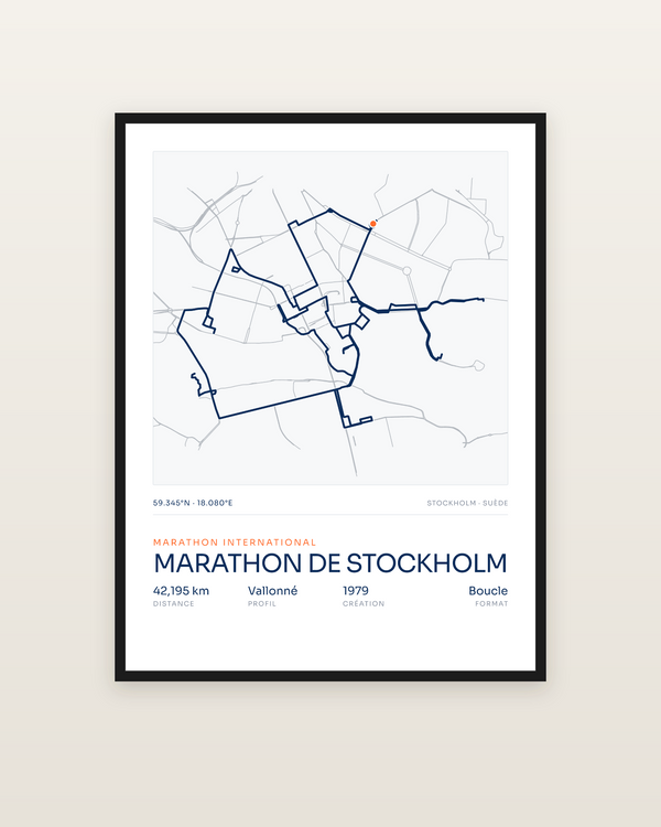 Marathon de Stockholm, encadrée dans un cadre noir