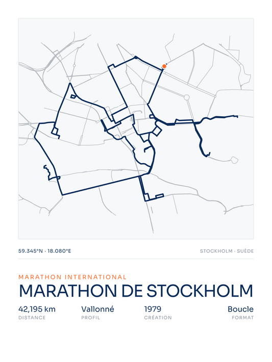 Marathon de Stockholm, affiche personnalisable imprimée en France