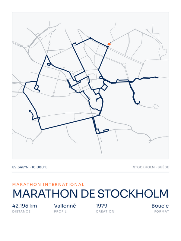 Marathon de Stockholm, affiche personnalisable imprimée en France