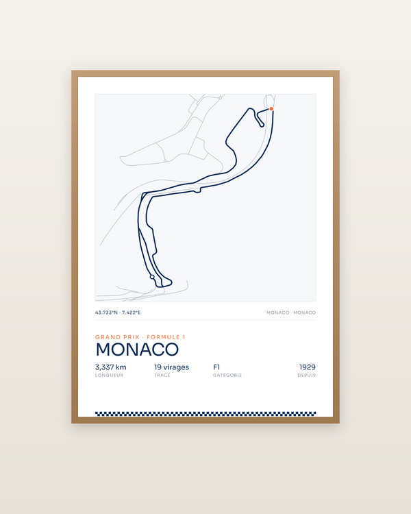 Monaco, encadrée dans un cadre bois naturel