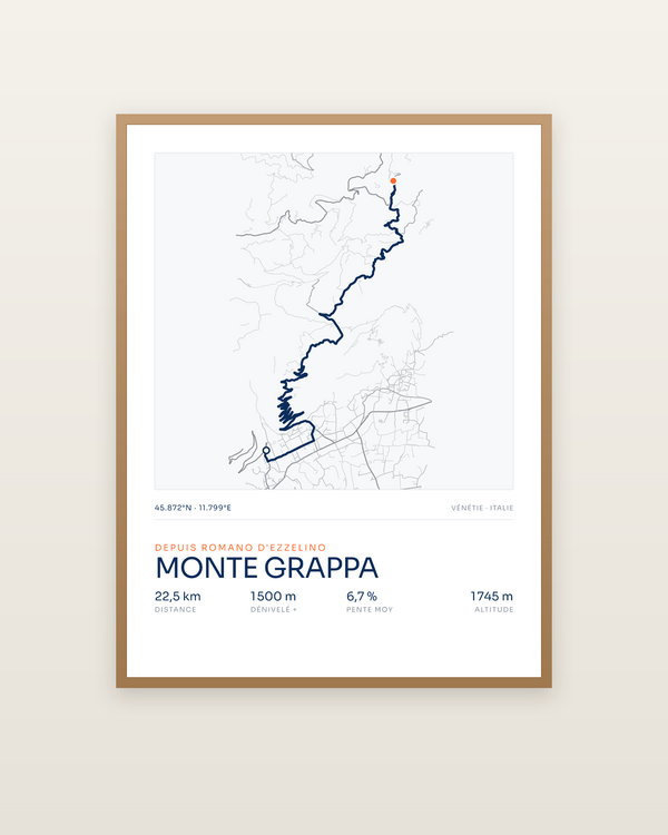 Monte Grappa, encadrée dans un cadre bois naturel