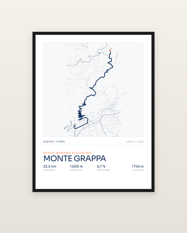 Monte Grappa, encadrée dans un cadre noir