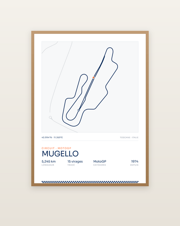 Mugello, encadrée dans un cadre bois naturel