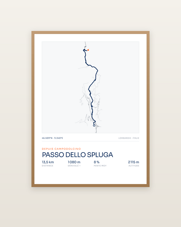 Passo dello Spluga, encadrée dans un cadre bois naturel
