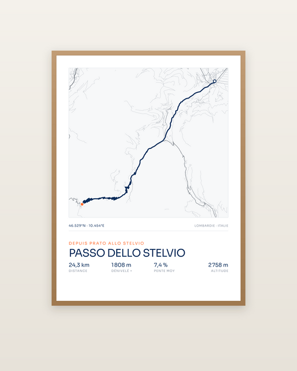 Passo dello Stelvio, encadrée dans un cadre bois naturel