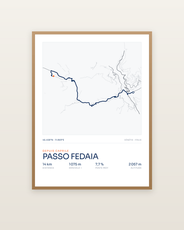 Passo Fedaia, encadrée dans un cadre bois naturel