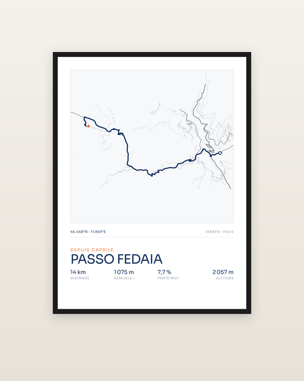 Passo Fedaia, encadrée dans un cadre noir