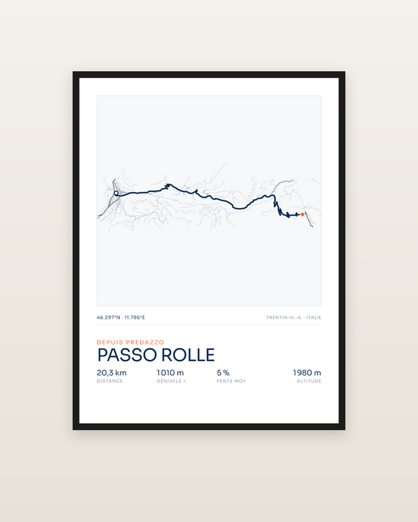 Passo Rolle, encadrée dans un cadre noir