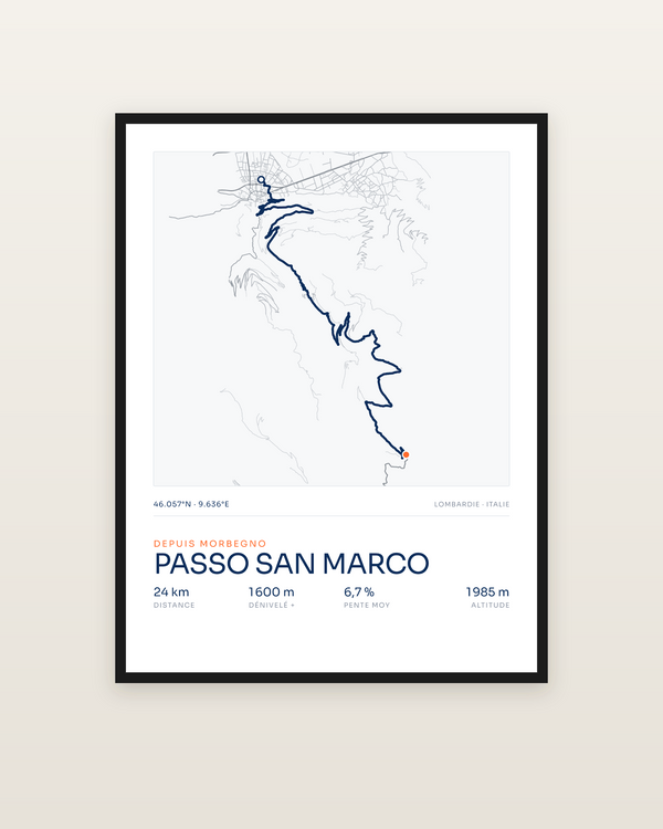Passo San Marco, encadrée dans un cadre noir