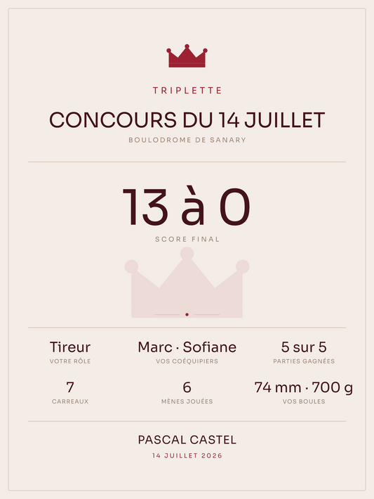 Affiche Concours de pétanque | La triplette, affiche personnalisable imprimée en France