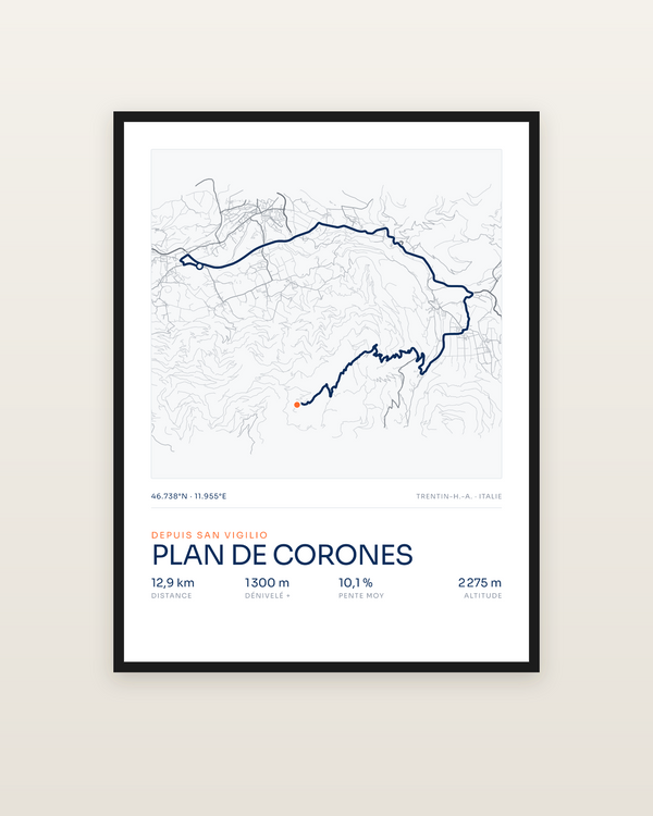 Plan de Corones, encadrée dans un cadre noir
