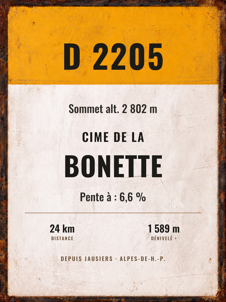 Plaque Cime de la Bonette, affiche personnalisable imprimée en France