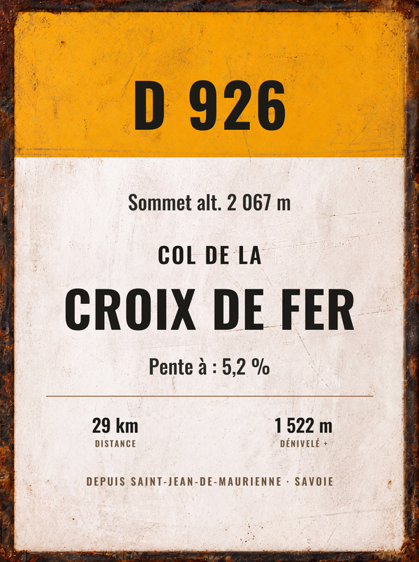 Plaque Col de la Croix de Fer, affiche personnalisable imprimée en France
