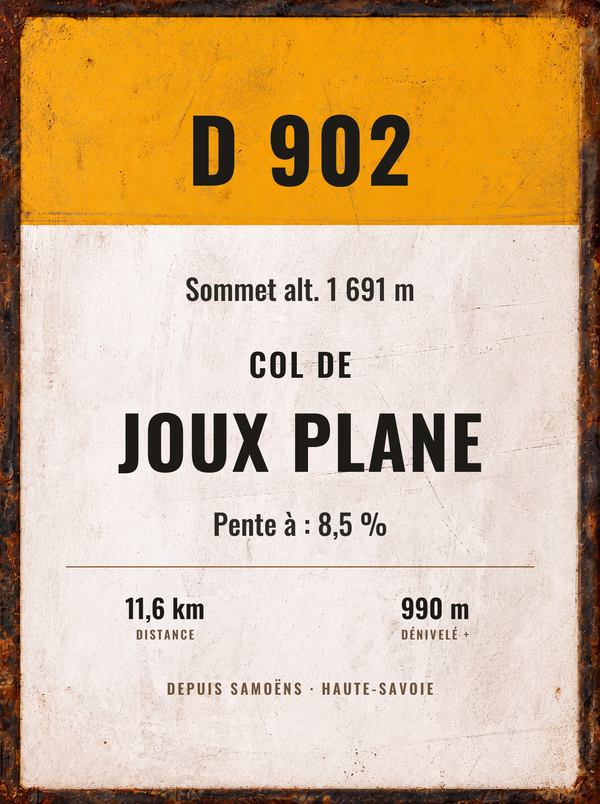 Plaque Col de Joux Plane, affiche personnalisable imprimée en France