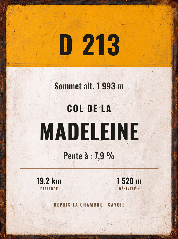 Plaque Col de la Madeleine, affiche personnalisable imprimée en France