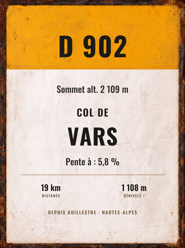 Plaque Col de Vars, affiche personnalisable imprimée en France