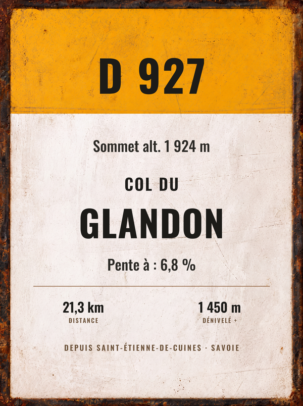 Plaque Col du Glandon, affiche personnalisable imprimée en France