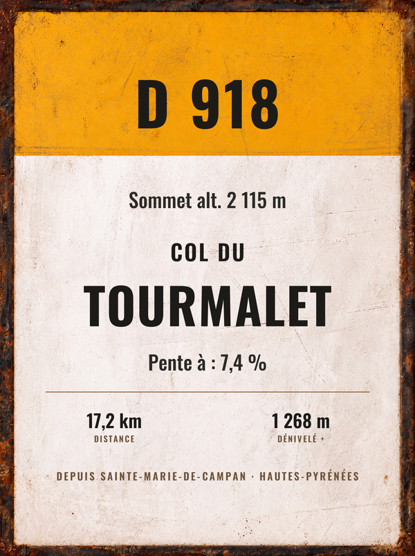 Plaque Col du Tourmalet, affiche personnalisable imprimée en France