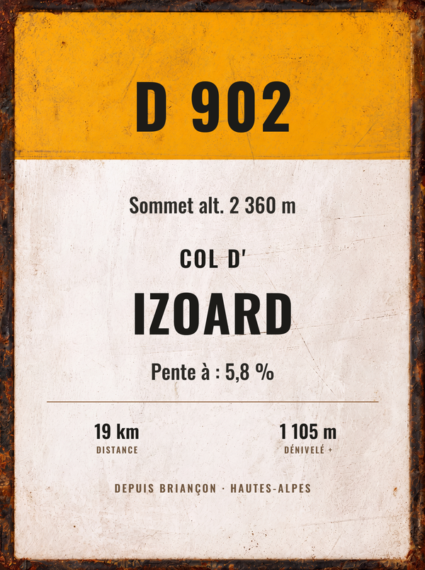 Plaque Col d'Izoard, affiche personnalisable imprimée en France