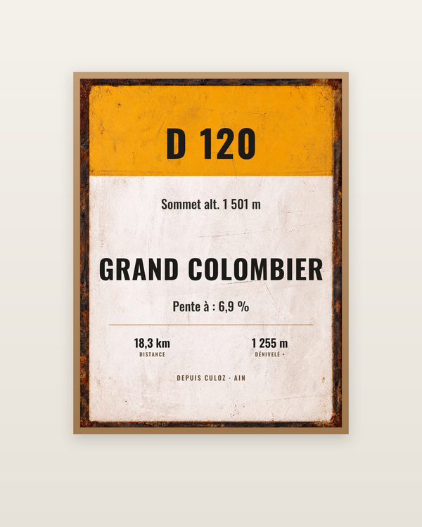 Plaque Grand Colombier, encadrée dans un cadre bois naturel