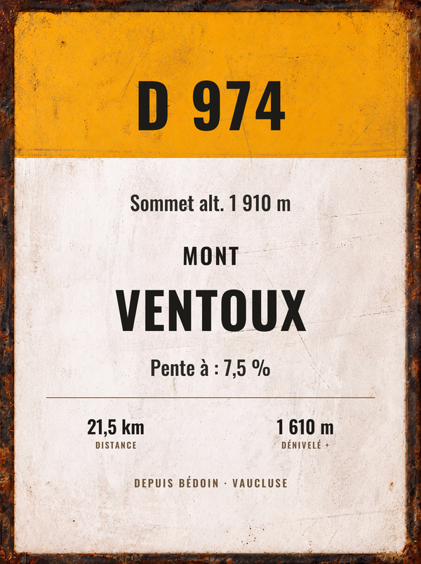 Plaque Mont Ventoux, affiche personnalisable imprimée en France