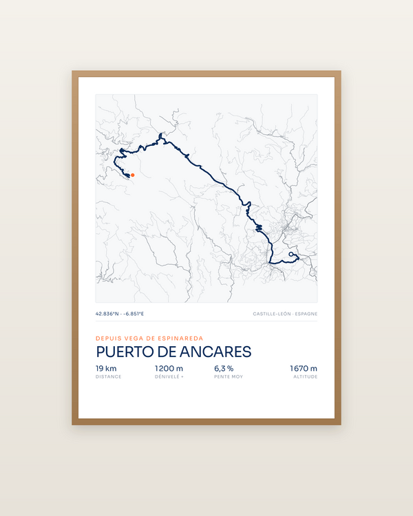 Puerto de Ancares, encadrée dans un cadre bois naturel