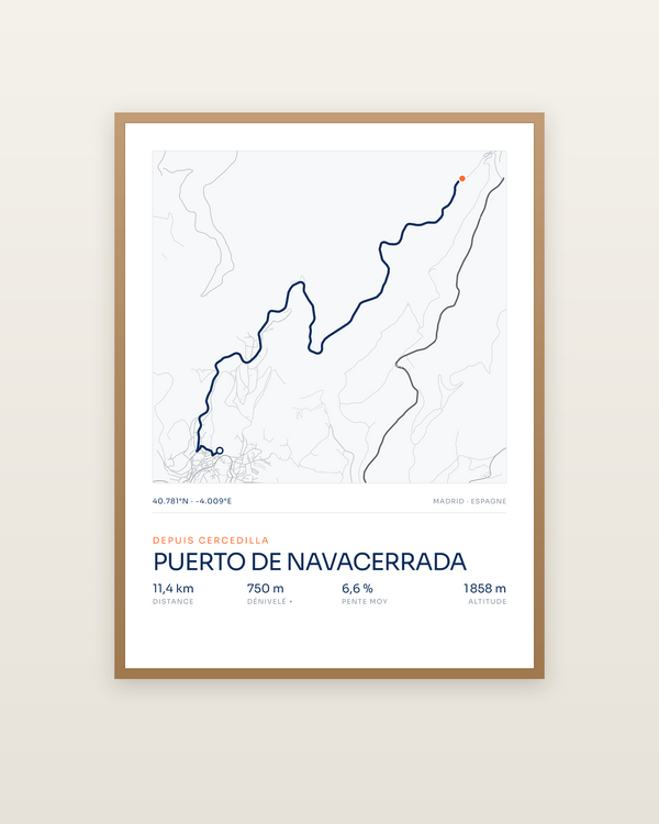 Puerto de Navacerrada, encadrée dans un cadre bois naturel