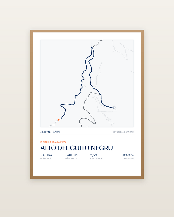 Alto del Cuitu Negru, encadrée dans un cadre bois naturel