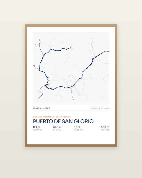 Puerto de San Glorio, encadrée dans un cadre bois naturel