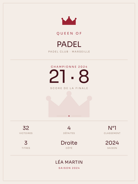 Queen of Padel, affiche personnalisable imprimée en France