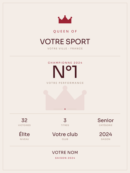 Queen of | votre sport, affiche personnalisable imprimée en France