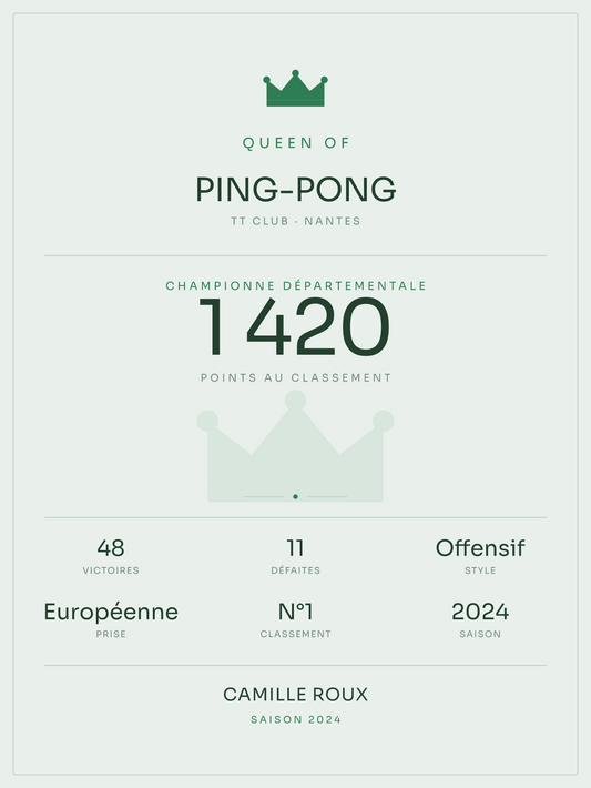 Queen of Ping-pong, affiche personnalisable imprimée en France